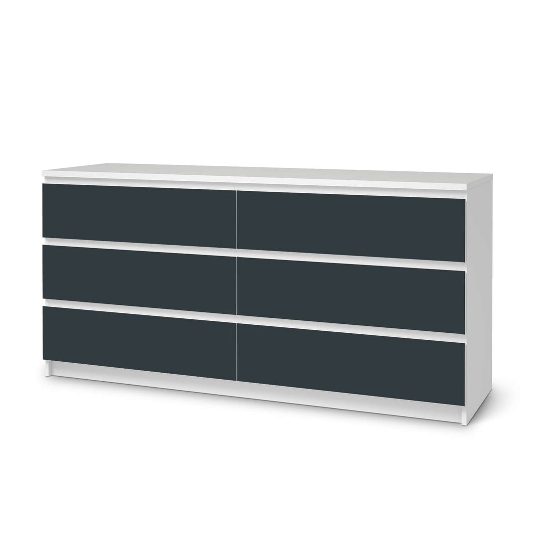Möbelfolie Blaugrau Dark - IKEA Malm Kommode 6 Schubladen (breit)  - weiss