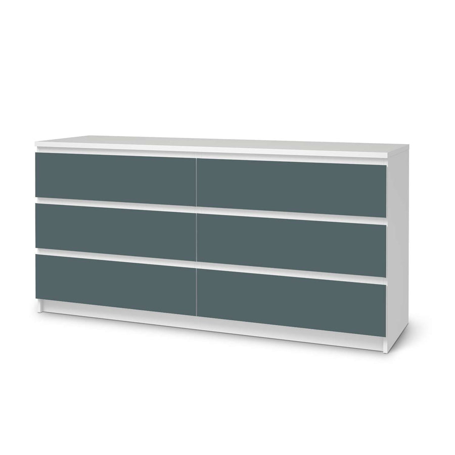 Möbelfolie Blaugrau Light - IKEA Malm Kommode 6 Schubladen (breit)  - weiss