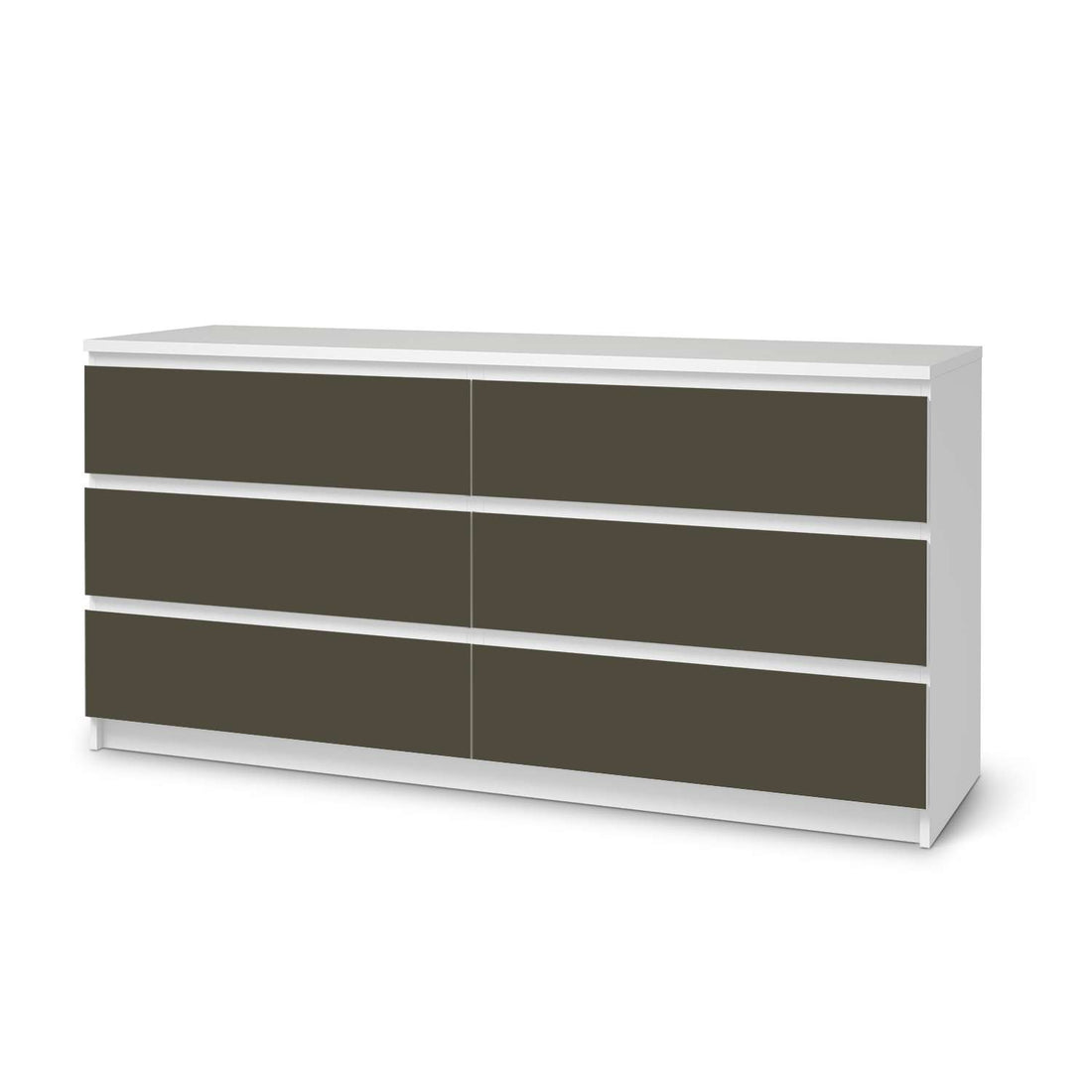 Möbelfolie Braungrau Dark - IKEA Malm Kommode 6 Schubladen (breit)  - weiss