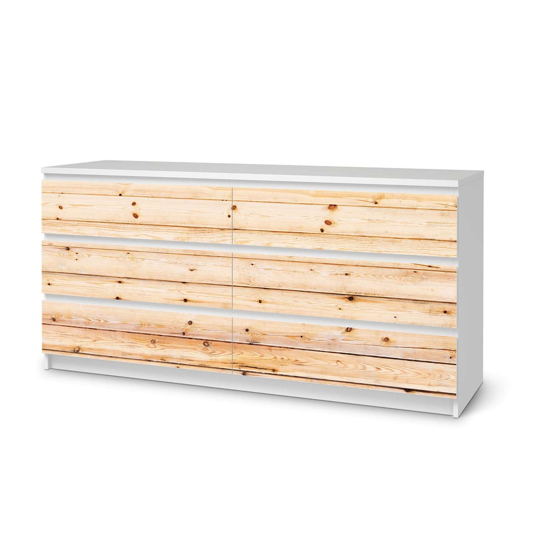 Möbelfolie Bright Planks - IKEA Malm Kommode 6 Schubladen (breit)  - weiss