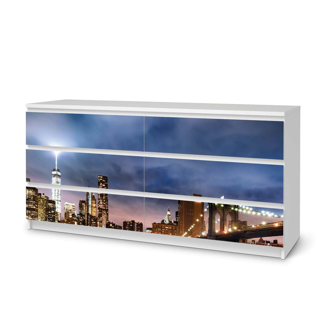 Möbelfolie Brooklyn Bridge - IKEA Malm Kommode 6 Schubladen (breit)  - weiss