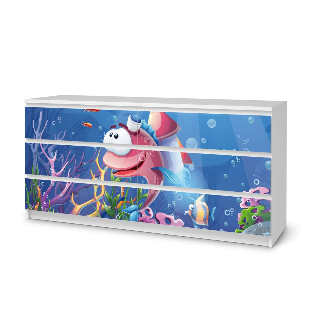 Möbelfolie Bubbles - IKEA Malm Kommode 6 Schubladen (breit)  - weiss