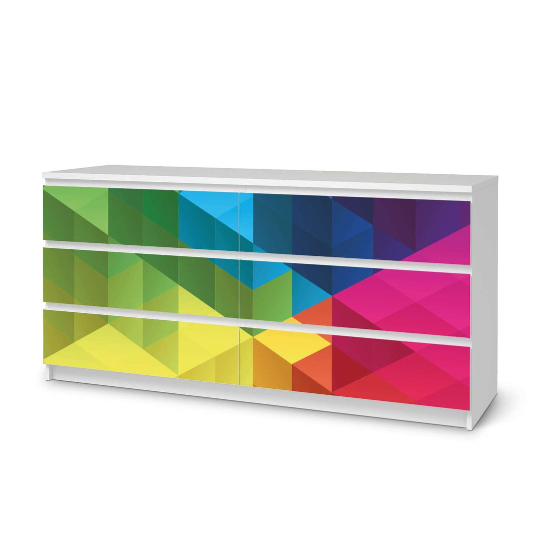 Möbelfolie Colored Cubes - IKEA Malm Kommode 6 Schubladen (breit)  - weiss