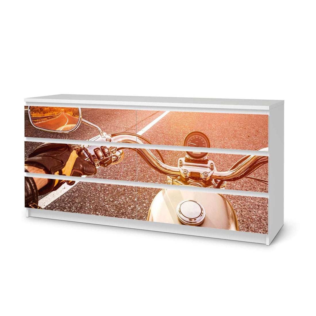 Möbelfolie Easy Rider - IKEA Malm Kommode 6 Schubladen (breit)  - weiss