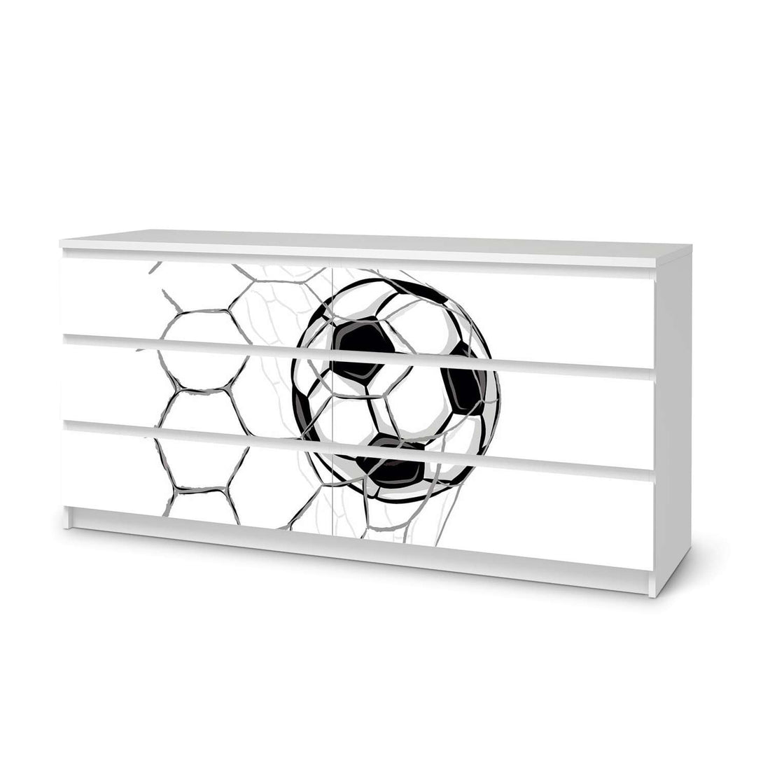 Möbelfolie Eingenetzt - IKEA Malm Kommode 6 Schubladen (breit)  - weiss