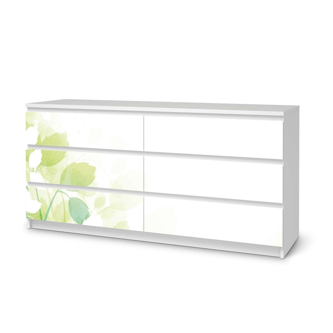 Möbelfolie Flower Light - IKEA Malm Kommode 6 Schubladen (breit)  - weiss