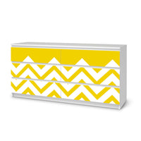 Möbelfolie Gelbe Zacken - IKEA Malm Kommode 6 Schubladen (breit)  - weiss
