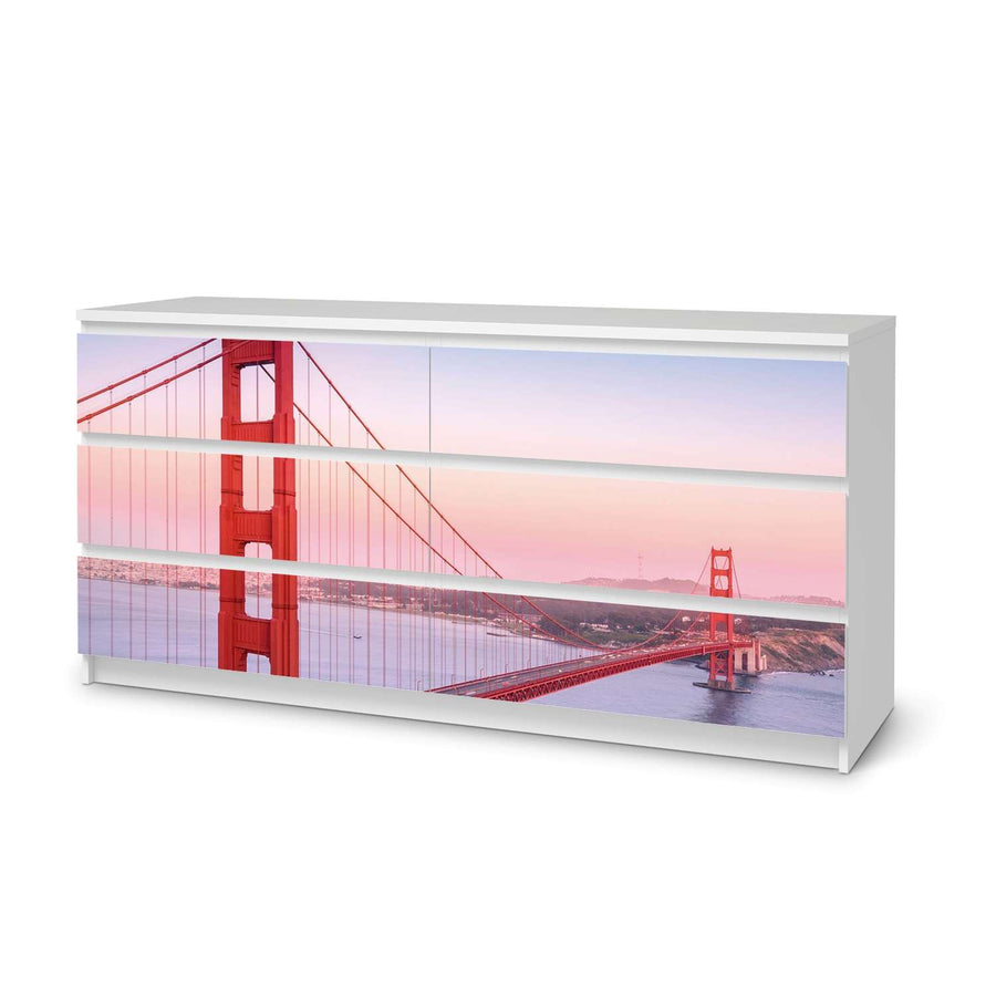 Möbelfolie Golden Gate - IKEA Malm Kommode 6 Schubladen (breit)  - weiss