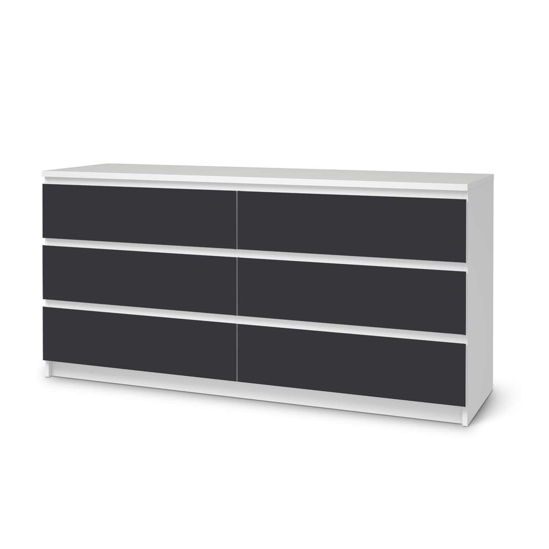 Möbelfolie Grau Dark - IKEA Malm Kommode 6 Schubladen (breit)  - weiss