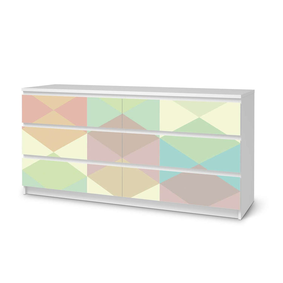 Möbelfolie Melitta Pastell Geometrie - IKEA Malm Kommode 6 Schubladen (breit)  - weiss