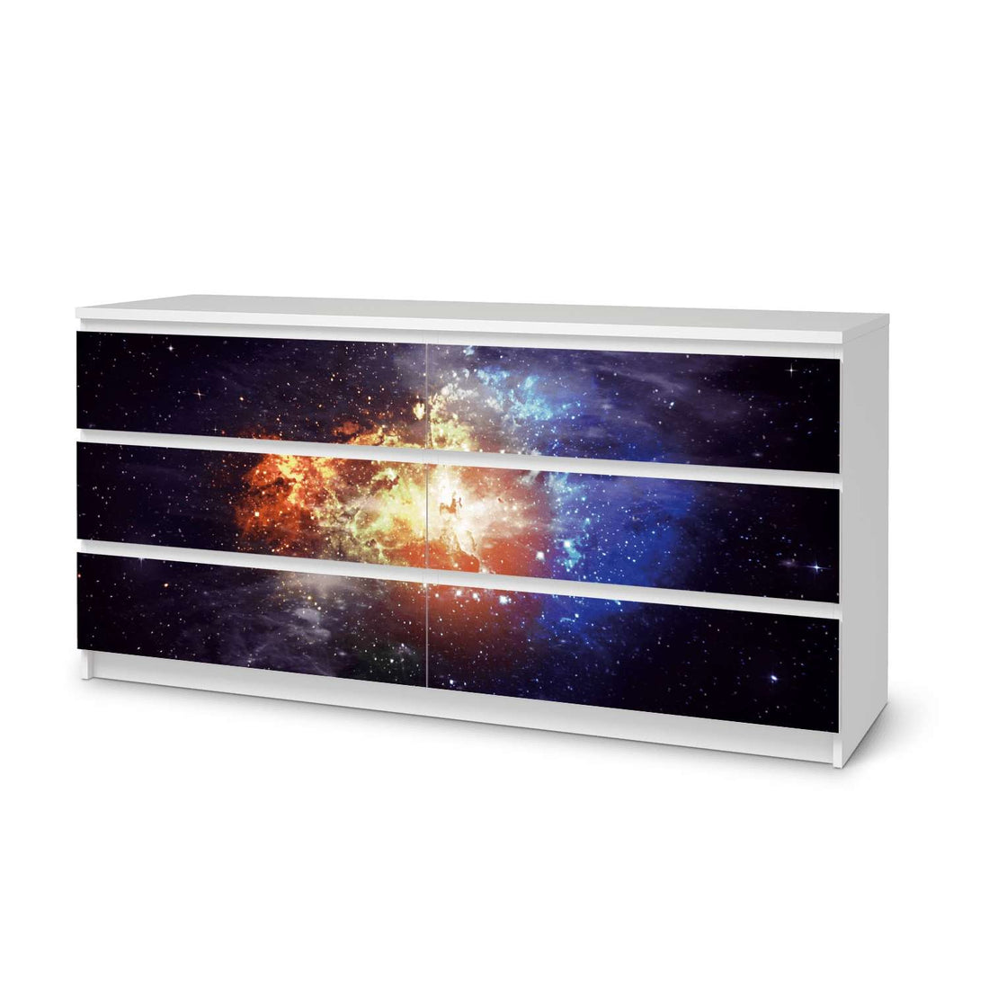 Möbelfolie Nebula - IKEA Malm Kommode 6 Schubladen (breit)  - weiss