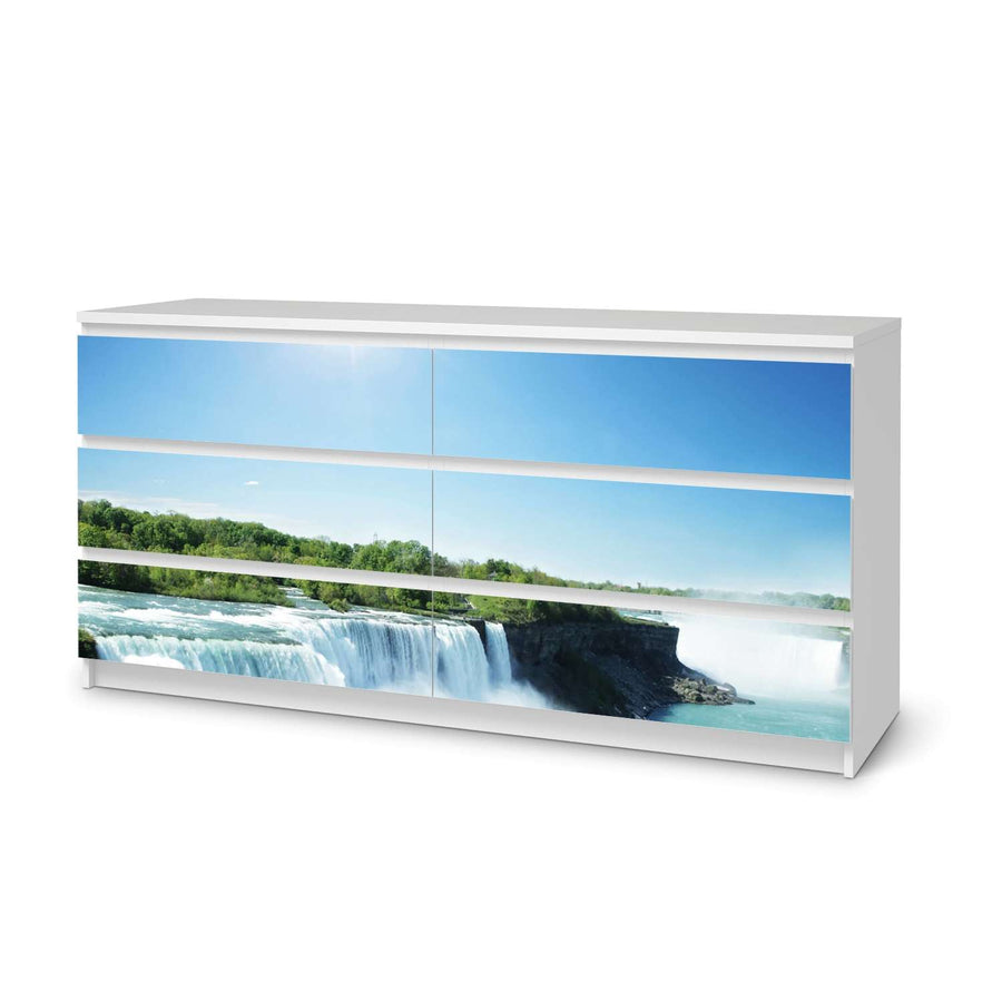 Möbelfolie Niagara Falls - IKEA Malm Kommode 6 Schubladen (breit)  - weiss