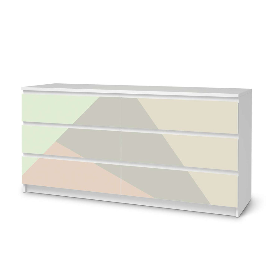 Möbelfolie Pastell Geometrik - IKEA Malm Kommode 6 Schubladen (breit)  - weiss