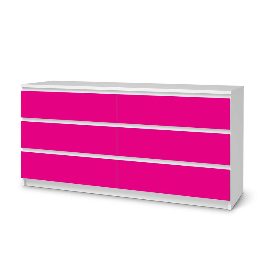 Möbelfolie Pink Dark - IKEA Malm Kommode 6 Schubladen (breit)  - weiss