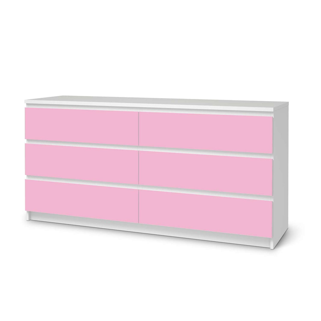 Möbelfolie Pink Light - IKEA Malm Kommode 6 Schubladen (breit)  - weiss