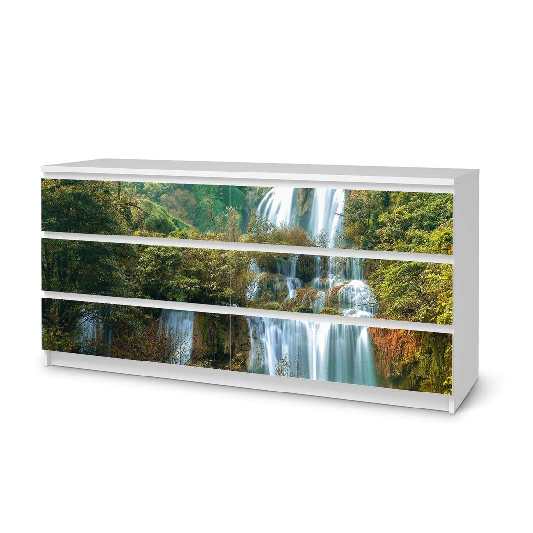 Möbelfolie Rainforest - IKEA Malm Kommode 6 Schubladen (breit)  - weiss