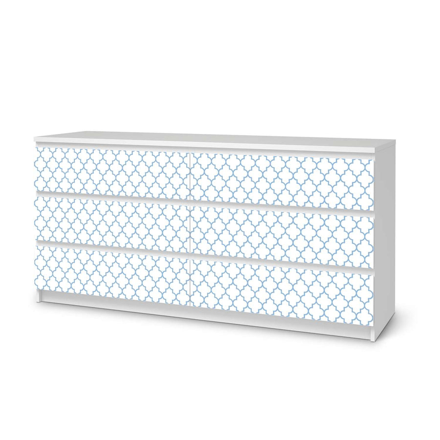 Möbelfolie Retro Pattern - Blau - IKEA Malm Kommode 6 Schubladen (breit)  - weiss