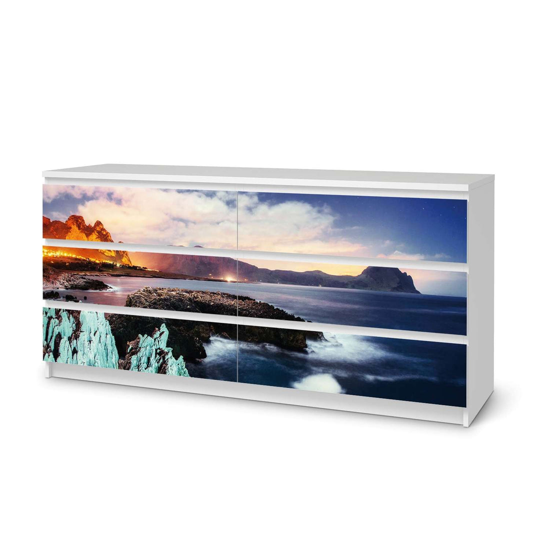 Möbelfolie Seaside - IKEA Malm Kommode 6 Schubladen (breit)  - weiss