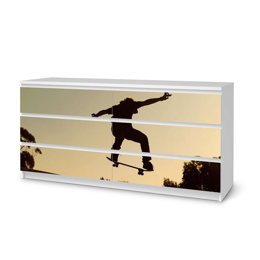 Möbelfolie Skater - IKEA Malm Kommode 6 Schubladen (breit)  - weiss