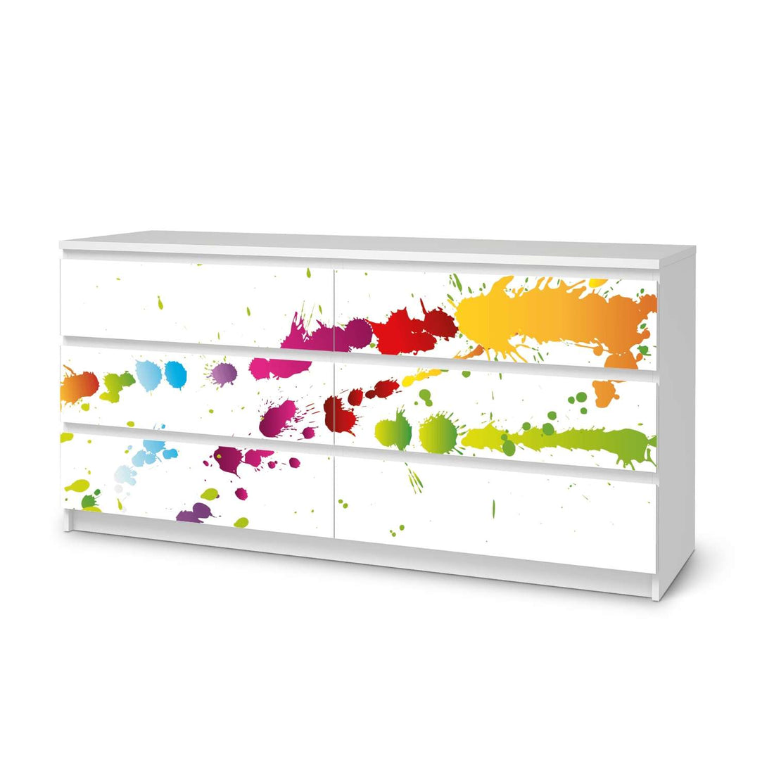 Möbelfolie Splash 2 - IKEA Malm Kommode 6 Schubladen (breit)  - weiss