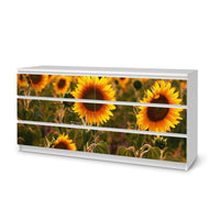 Möbelfolie Sunflowers - IKEA Malm Kommode 6 Schubladen (breit)  - weiss
