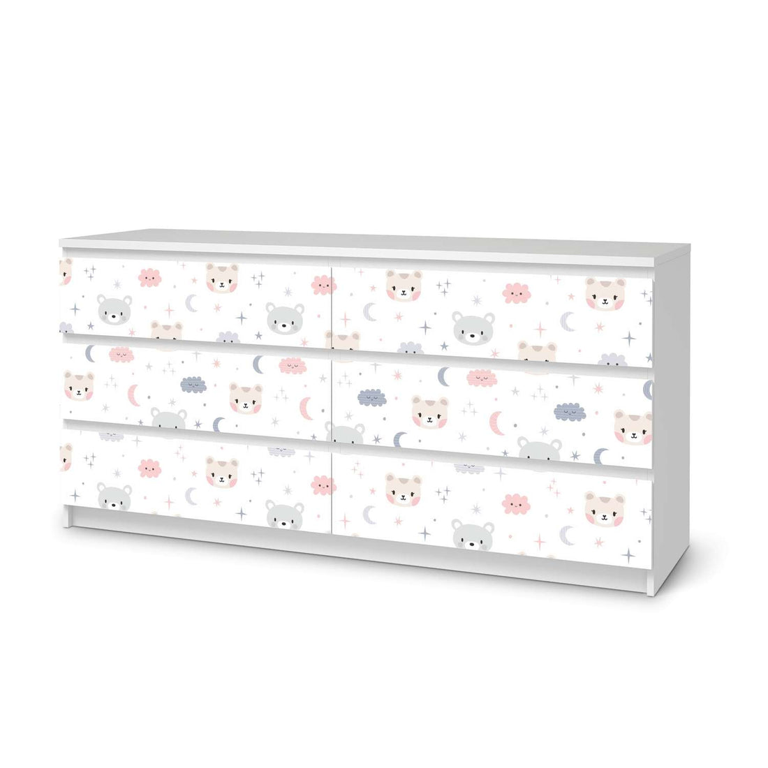 Möbelfolie Sweet Dreams - IKEA Malm Kommode 6 Schubladen (breit)  - weiss