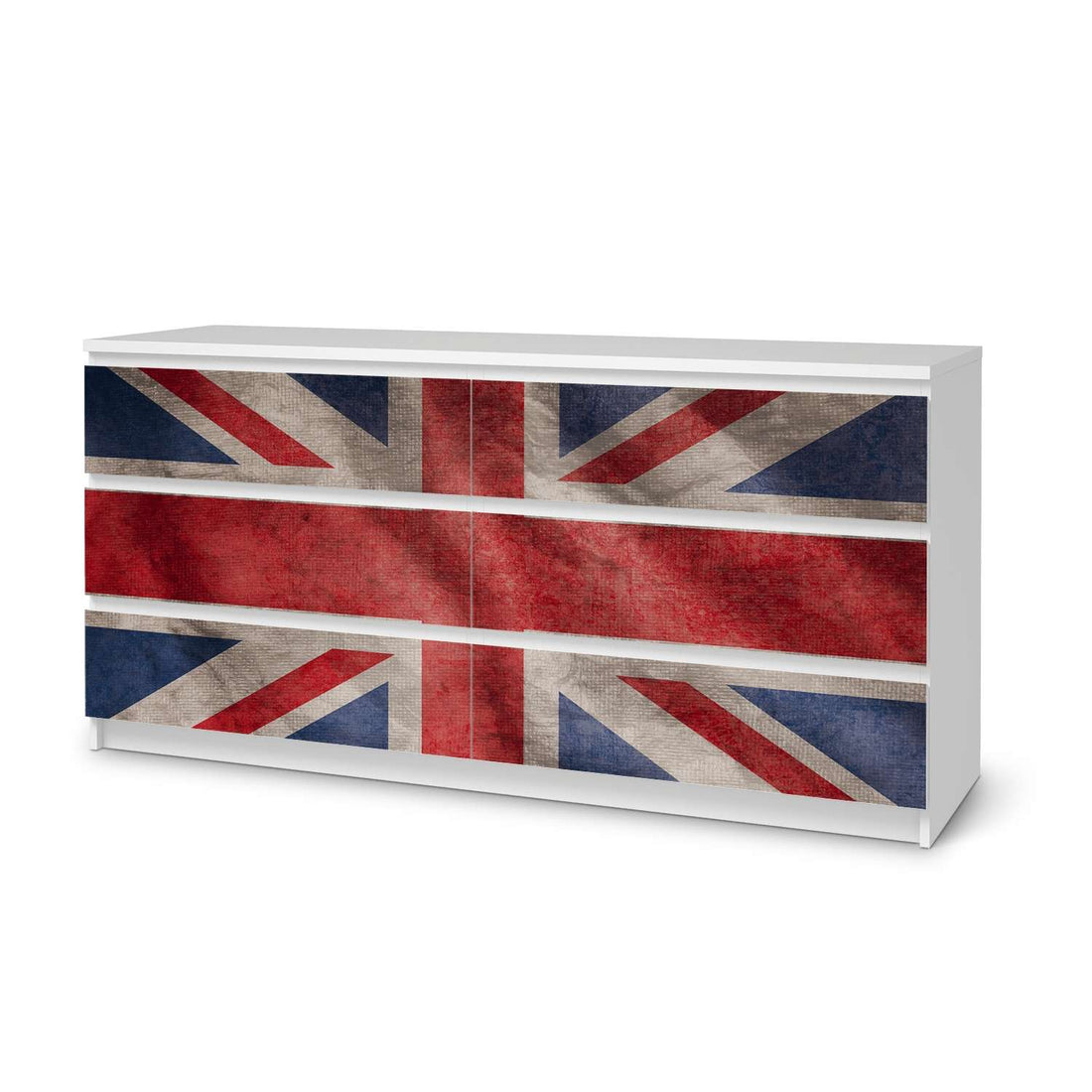 Möbelfolie Union Jack - IKEA Malm Kommode 6 Schubladen (breit)  - weiss