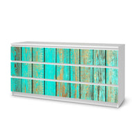 Möbelfolie Wooden Aqua - IKEA Malm Kommode 6 Schubladen (breit)  - weiss