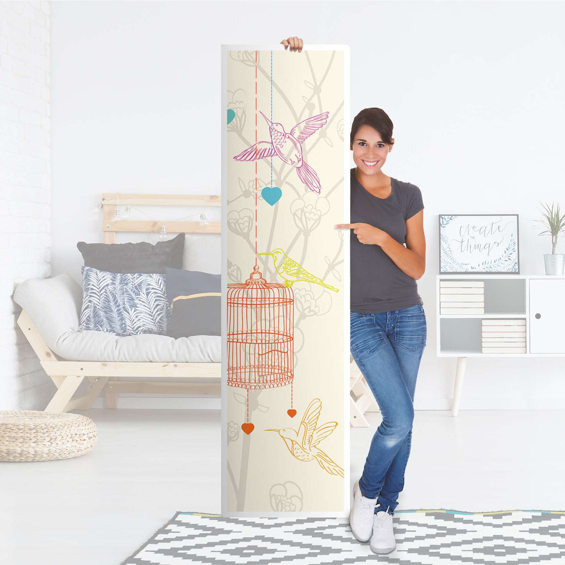 Möbelfolie Birdcage - IKEA Pax Schrank 201 cm Höhe - 1 Tür - Folie