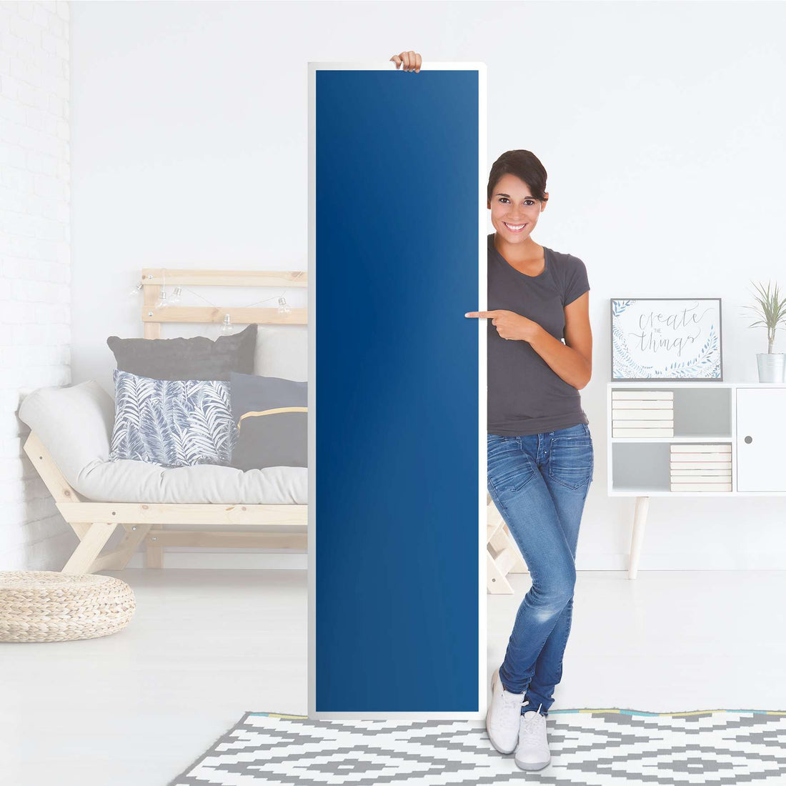 Möbelfolie Blau Dark - IKEA Pax Schrank 201 cm Höhe - 1 Tür - Folie