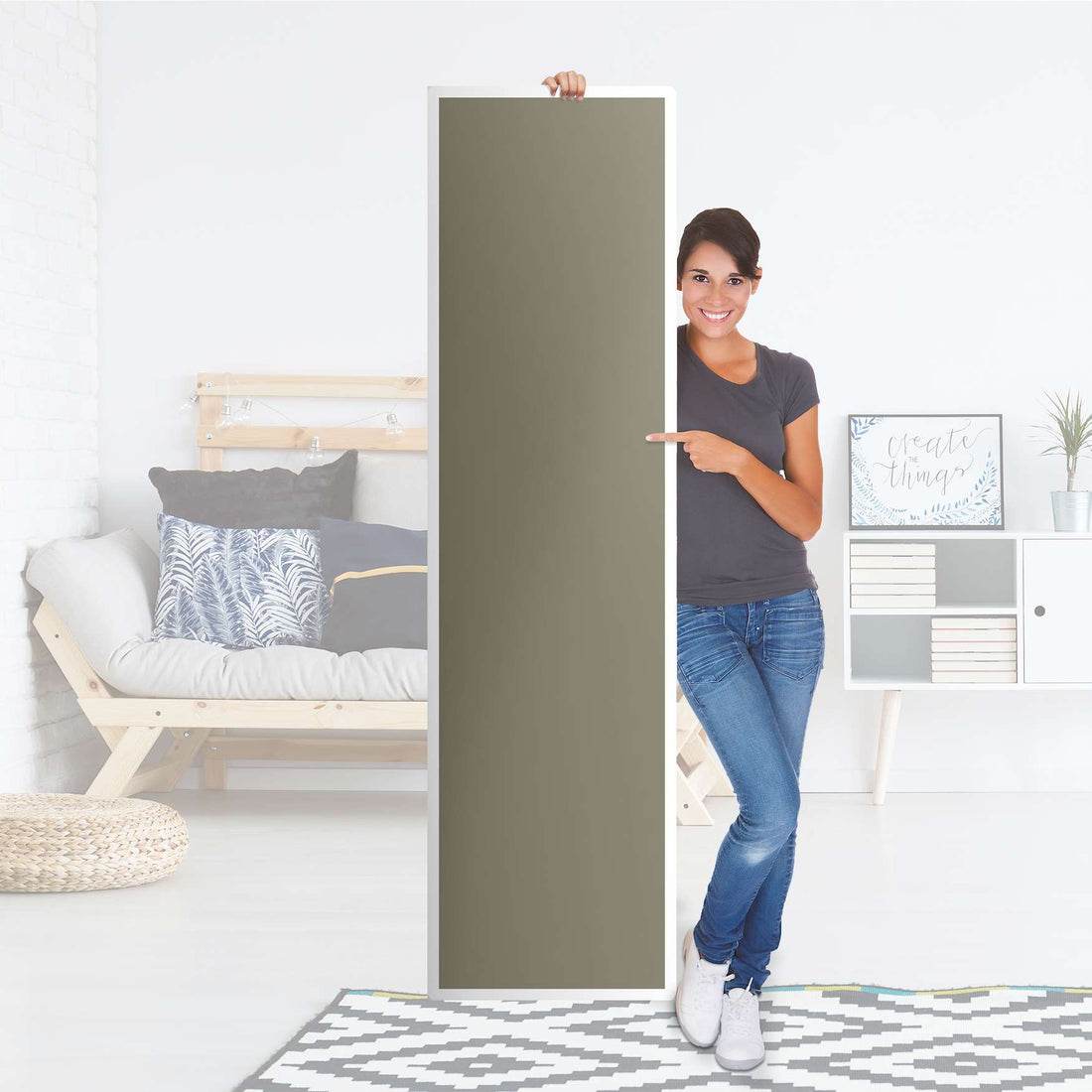 Möbelfolie Braungrau Light - IKEA Pax Schrank 201 cm Höhe - 1 Tür - Folie