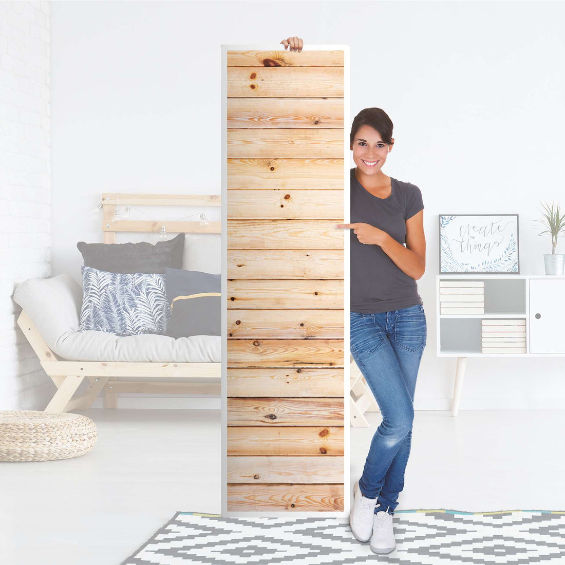 Möbelfolie Bright Planks - IKEA Pax Schrank 201 cm Höhe - 1 Tür - Folie