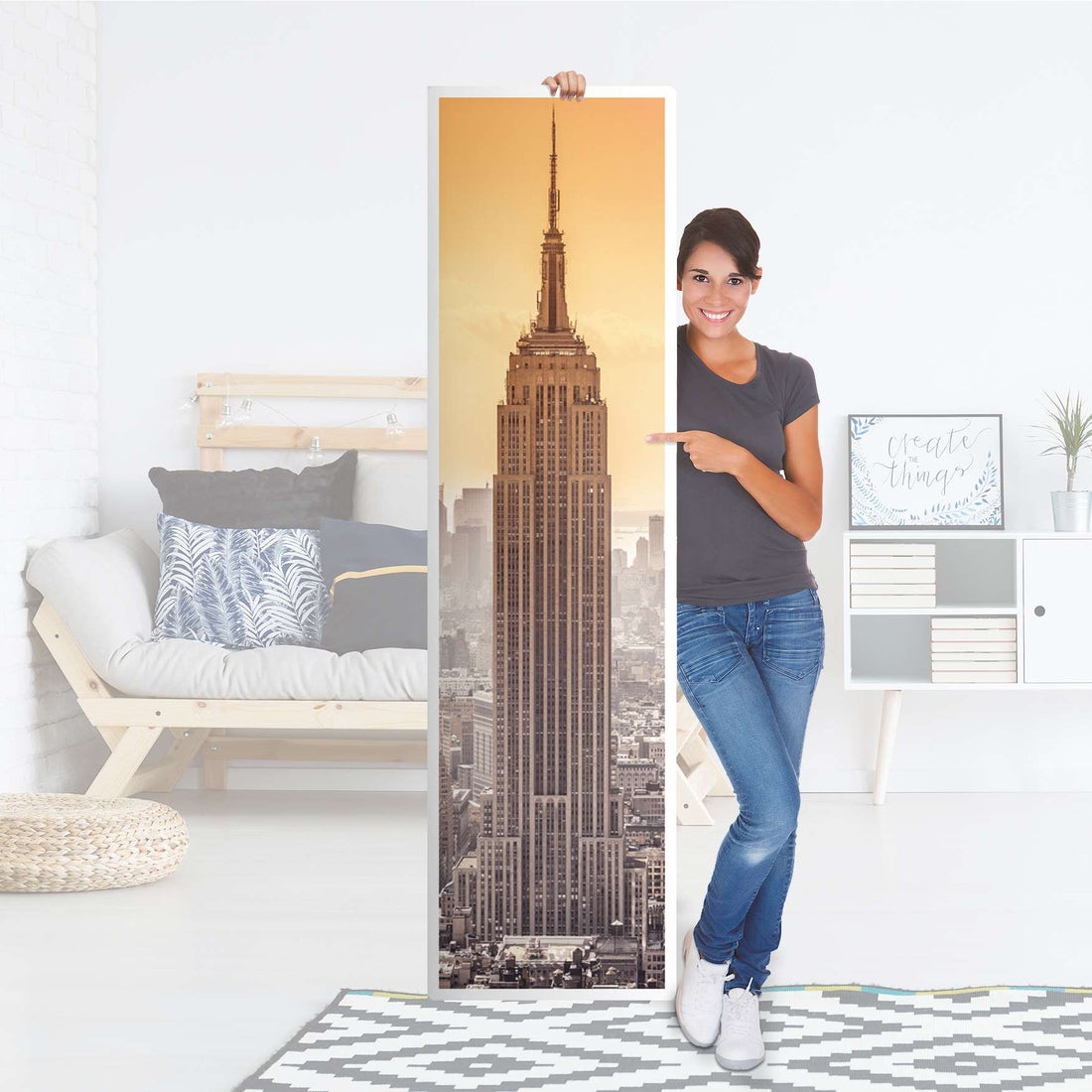 Möbelfolie Empire State Building - IKEA Pax Schrank 201 cm Höhe - 1 Tür - Folie