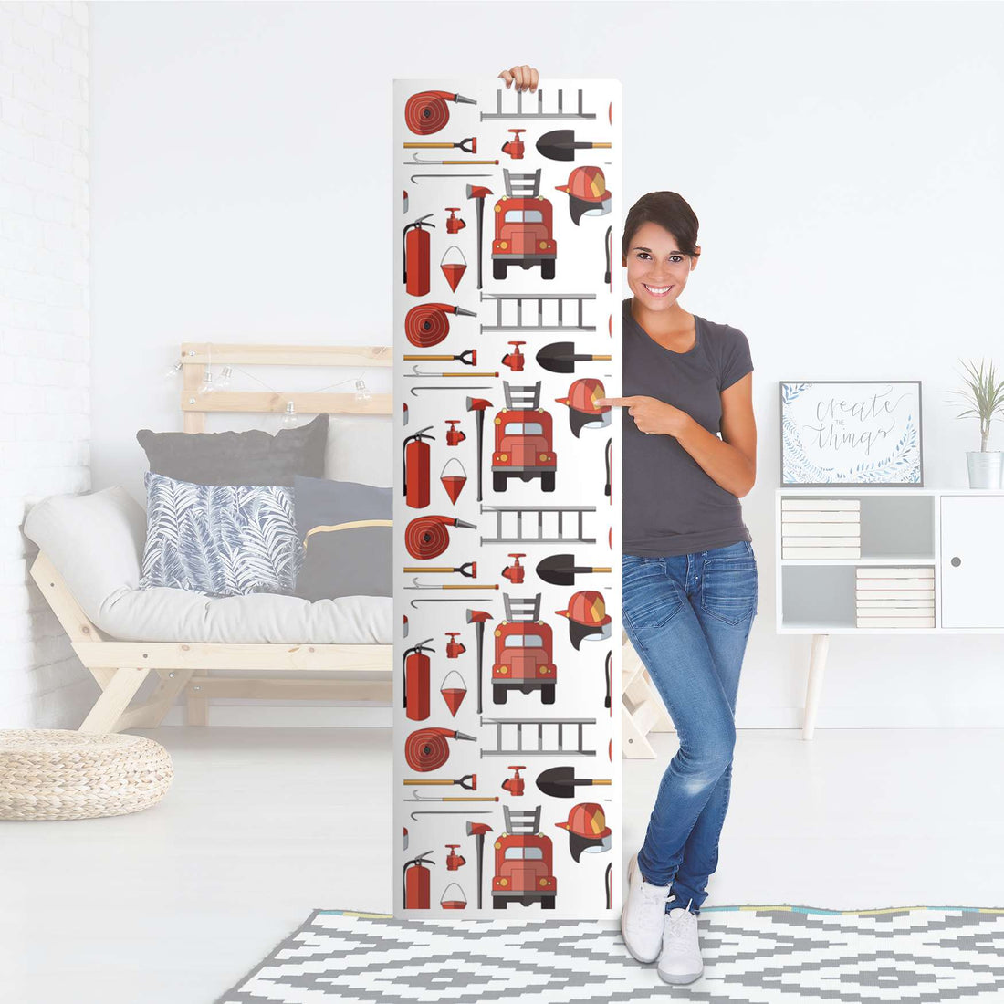 Möbelfolie Firefighter - IKEA Pax Schrank 201 cm Höhe - 1 Tür - Folie