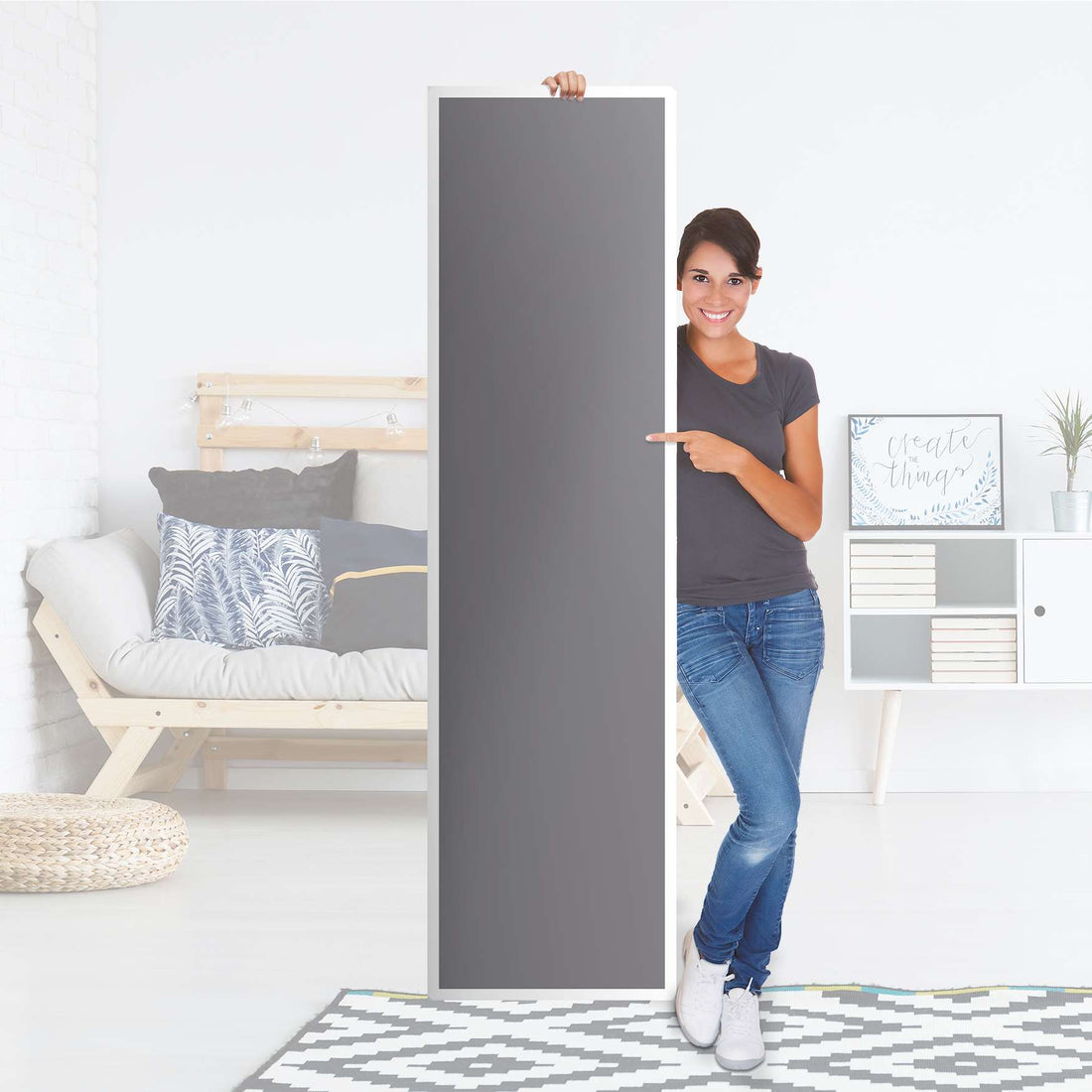Möbelfolie Grau Light - IKEA Pax Schrank 201 cm Höhe - 1 Tür - Folie