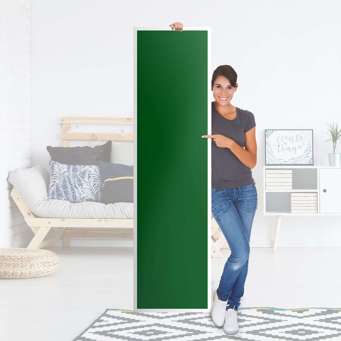 Möbelfolie Grün Dark - IKEA Pax Schrank 201 cm Höhe - 1 Tür - Folie