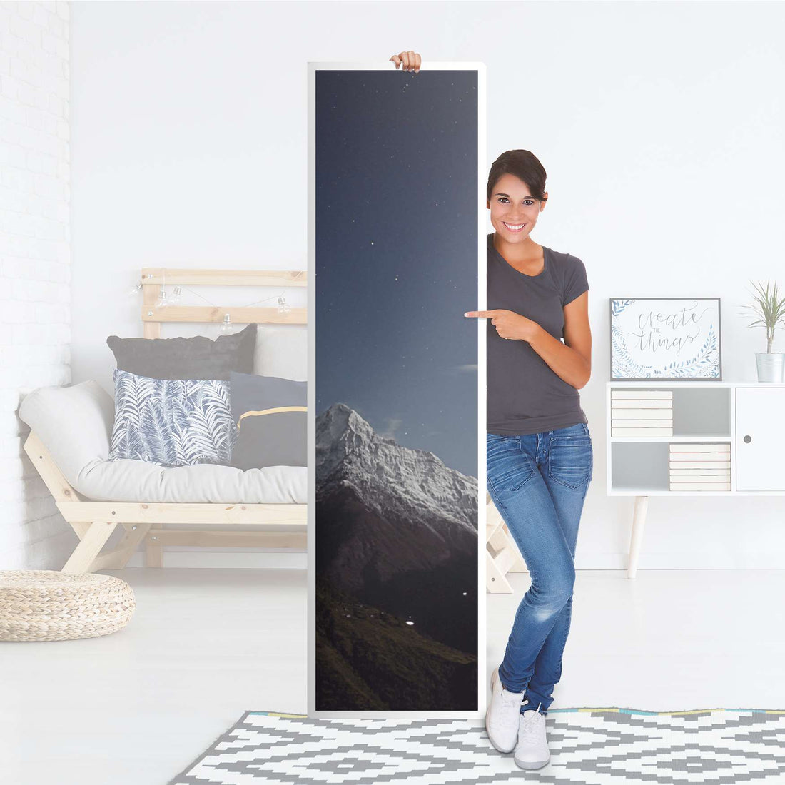 Möbelfolie Mountain Sky - IKEA Pax Schrank 201 cm Höhe - 1 Tür - Folie