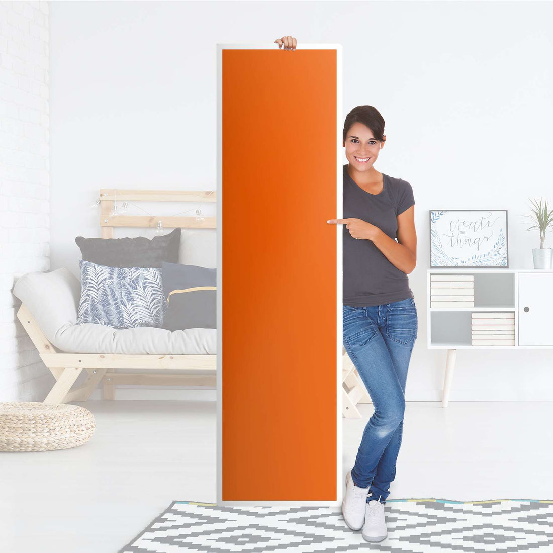 Möbelfolie Orange Dark - IKEA Pax Schrank 201 cm Höhe - 1 Tür - Folie