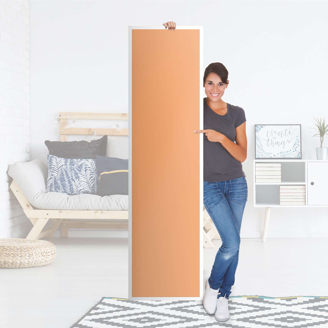 Möbelfolie Orange Light - IKEA Pax Schrank 201 cm Höhe - 1 Tür - Folie