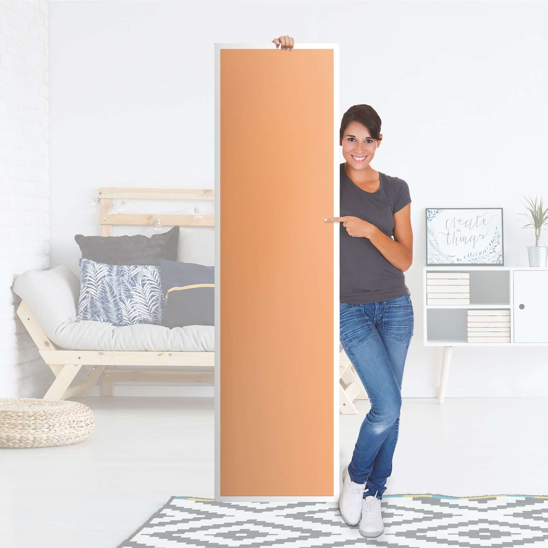 Möbelfolie Orange Light - IKEA Pax Schrank 201 cm Höhe - 1 Tür - Folie