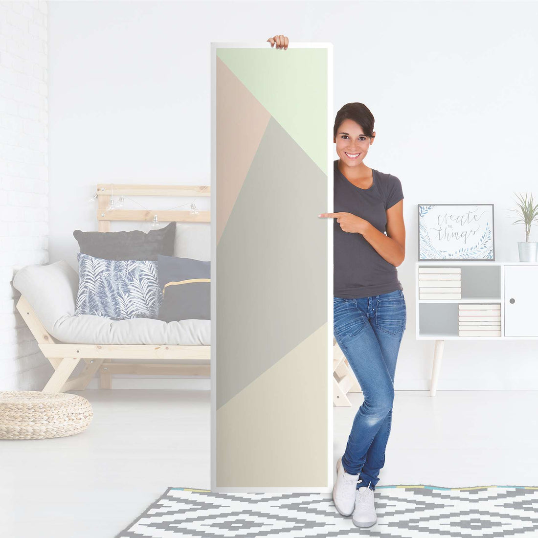 Möbelfolie Pastell Geometrik - IKEA Pax Schrank 201 cm Höhe - 1 Tür - Folie