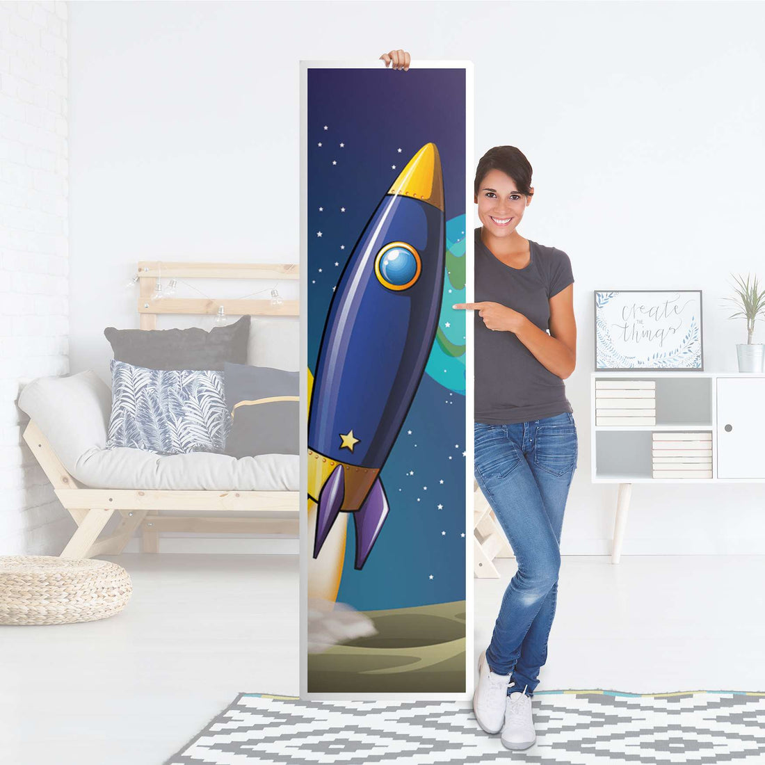 Möbelfolie Space Rocket - IKEA Pax Schrank 201 cm Höhe - 1 Tür - Folie