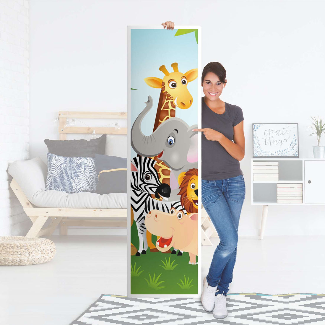 Möbelfolie Wild Animals - IKEA Pax Schrank 201 cm Höhe - 1 Tür - Folie