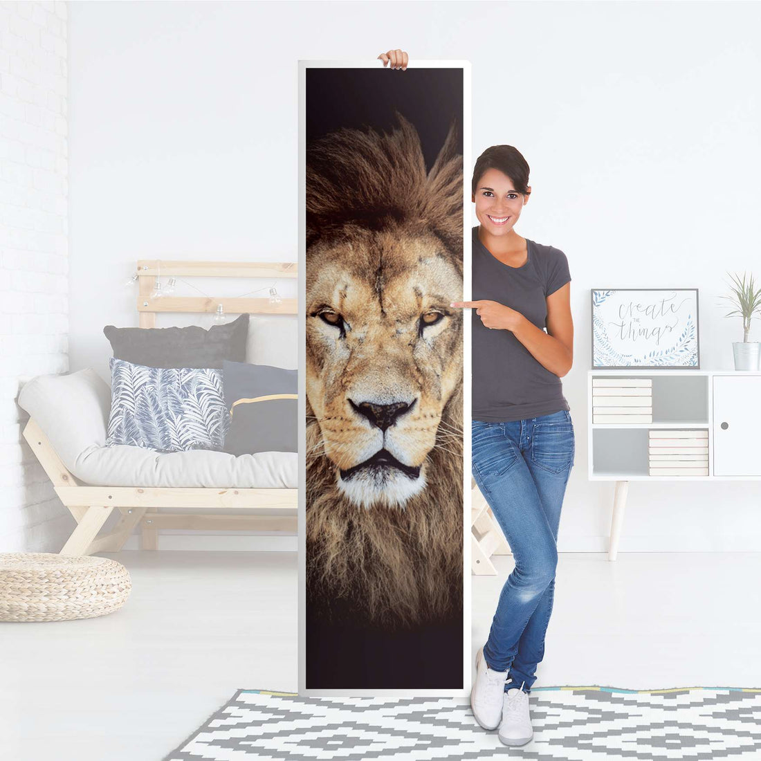 Möbelfolie Wild Eyes - IKEA Pax Schrank 201 cm Höhe - 1 Tür - Folie