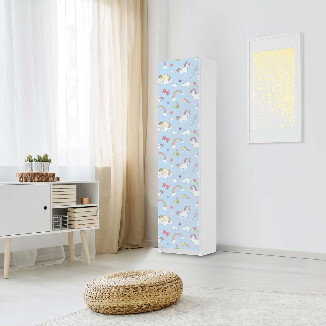 Möbelfolie Rainbow Unicorn - IKEA Pax Schrank 201 cm Höhe - 1 Tür - Kinderzimmer