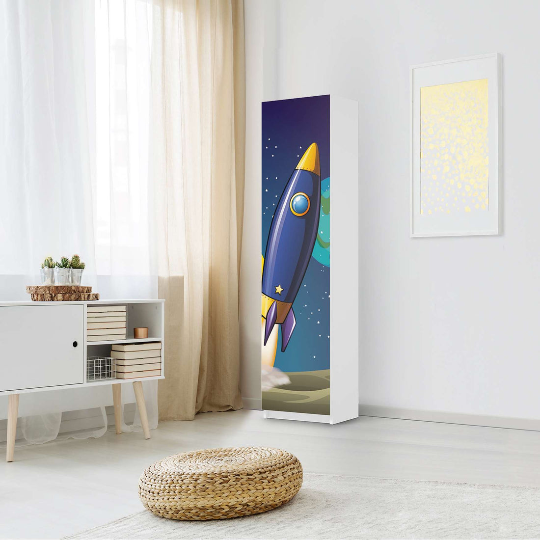 Möbelfolie Space Rocket - IKEA Pax Schrank 201 cm Höhe - 1 Tür - Kinderzimmer