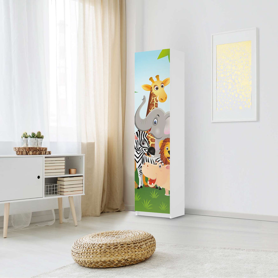 Möbelfolie Wild Animals - IKEA Pax Schrank 201 cm Höhe - 1 Tür - Kinderzimmer