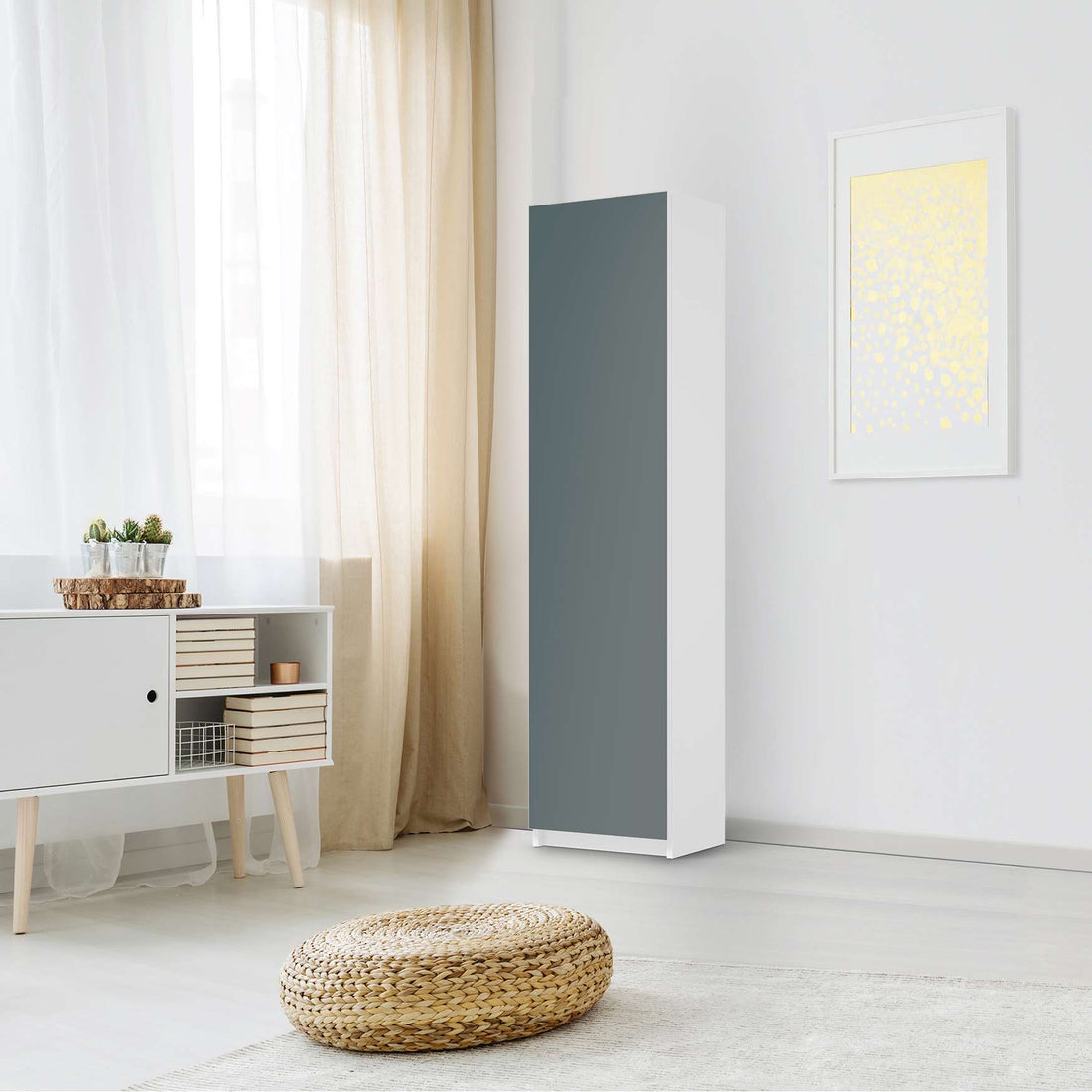 Möbelfolie Blaugrau Light - IKEA Pax Schrank 201 cm Höhe - 1 Tür - Schlafzimmer