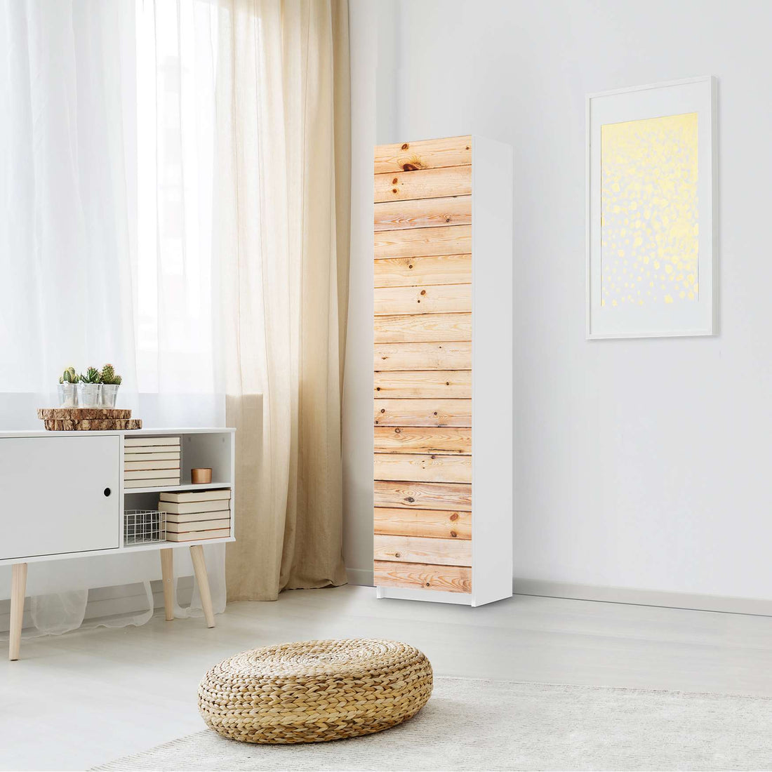 Möbelfolie Bright Planks - IKEA Pax Schrank 201 cm Höhe - 1 Tür - Schlafzimmer