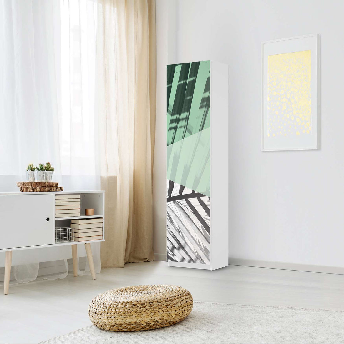 Möbelfolie Palmen mint - IKEA Pax Schrank 201 cm Höhe - 1 Tür - Schlafzimmer